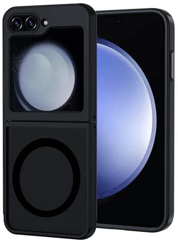 XTCASE Cover Magnetica per Samsung Galaxy Z Flip 5 [Compatibile con MagSafe], Custodia Traslucida Opaca Posteriore Resistente ai graffi TPU Bumper Antiurto Sottile Protettiva Case, Nero