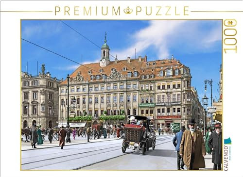 CALVENDO Puzzle Dresden – Altstädter Rathaus am Altmarkt um 1912 | 1000 Teile Lege-Größe 64 x 48 cm Foto-Puzzle für glückliche Stunden