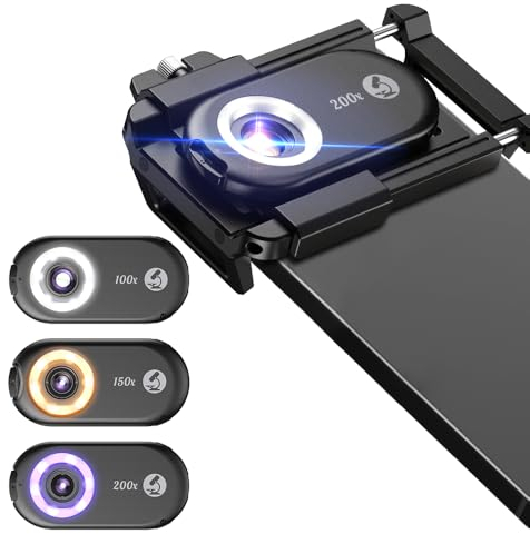 APEXEL 3in1 Microscope Telephone Portable,100-200X téléphone Microscope pour Smartphone,Explorez Le Monde microscopique avec Le pour Smartphone