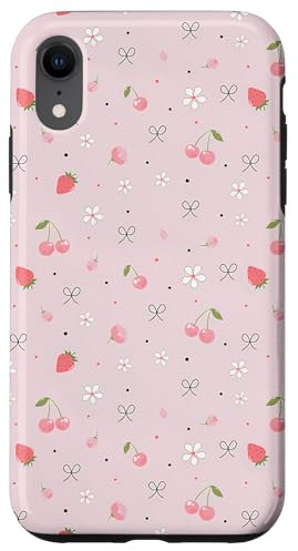 iPhone XR Cute Aesthetic Pink Coquette Bow Cherry Strawberry Trendy Case