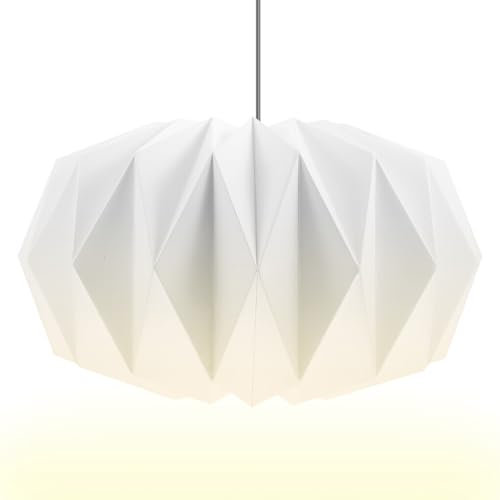 Pantalla de papel de diseño Origami: pantalla de papel creativo plegable nórdica, pantalla decorativa de papel, moderna lámpara colgante para lámpara de techo, diámetro de 43 cm