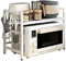 Soporte de acero expandible para microondas de 2 niveles con longitud ajustable, color blanco