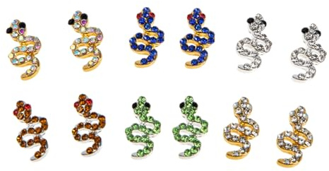 VILLFUL Nagelsteine Nagelkunst für Selbstgemacht 12 Stück aus Legierung mit Dekorativem 3d Schlangen Design Elegante Maniküre Dekoration für Natürliche und Künstliche Nägel zu Hause