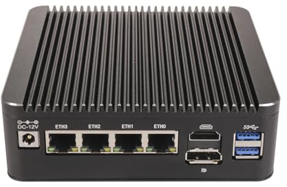 ANDAQI Micro Firewall Appliance, Mini PC, PFSense, Mikrotik, OPNsense, VPN, Router PC, Pentium Gold 4417U, RS34, 4 x 2.5GbE I226-V LAN, HDMI, DP, SIM Slot, Type-C, 16G RAM, 128G SSD