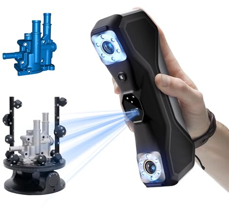Revopoint MetroX Pro Scanner 3D, laser blu industriale 30+15, Avanzato | Precisione 0,01 mm, anteprima in linea, 4 modi di scansione, a colori, scanner 3D manuale per la stampa 3D
