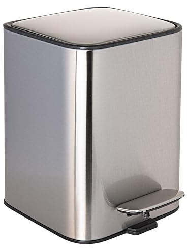 Erreke Papelera para Baño con Pedal 3L, Plateado, Cubo Interior Extraíble