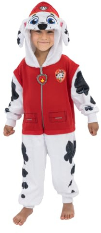 Chaks - Marshall Jumpsuit für Kinder, Flauschiger Onesie | Offizieller Paw Patrol Overall mit Kapuze und Ohren, Kostüm und Freizeit Outfit für Karneval und Alltag