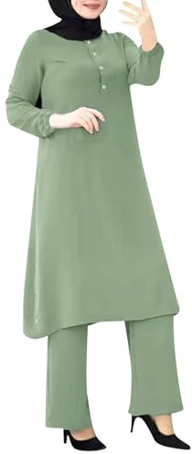 Gebetskleidung für Frauen, 2 Teilig Muslimische Kleidung Damen, Modest Abaya Damen Elegant, Langarm Kaftan Burka, Ramadan Eid Islamisches Kleid, Perfekt für Frauen