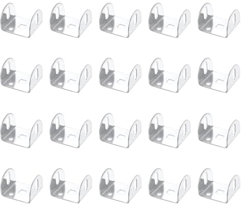 uxcell Lot de 20 supports en U pour panneaux de 4,6 cm, 44 x 49,5 x 33 mm, supports de fixation en métal en forme de U pour connexion de garde-corps ou cloisons, argenté