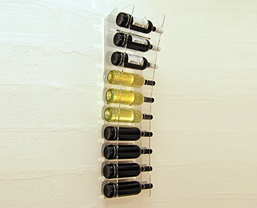 Slato Portabottiglie porta bottiglie da vino a muro in cristallo acrilico trasparente Perla per 10 bottiglie