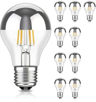 ledscom.de 10 Stück E27 LED Leuchtmittel, A60, warmweiß (2700 K), 4,1 W, 461lm, Kopfspiegel (silber)