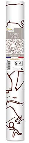 Avenue Mandarine GY079C Graffy Roll zum Ausmalen, Plakatpapier 90g, Rollen 5m x 0,35 m, für Filz- und Schreibstifte geeignet, 1 Stück, Prähistorische Zeichnungen