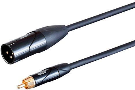 Monoprice XLR Male to RCA Male - 1 Feet - Black, Heavy Gauge 24AWG On Tour Cables, Gold Plated Connectors - Stage Right Series