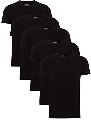 Yazubi 5er Pack Baumwoll Kurzarmshirt Shirt Herren T Shirts Männer Schwarz Black Tshirts Small Arbeits T-shirt Mythic, (Bl. 194008), XS