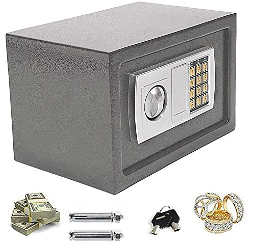 Tresor Elektronik Zahlenschloss 8.5L 31x20x20cm Doppelstahlbolzen Montagematerial Safe Möbeltresor Grau