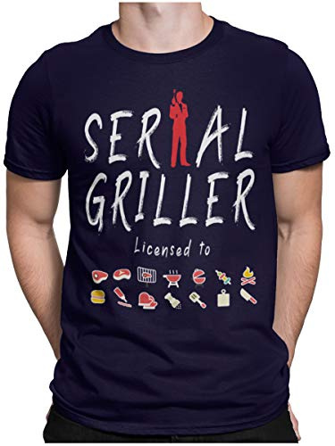 STAMPATEK Maglietta Serial Griller T-Shirt Barbecue Grigliata Idea Regalo Maglia Uomo Divertente Manica Corta con Scritte