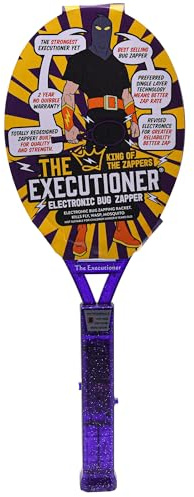 The Executioner Coloured Mosquito, Fly, Wasp, Bug, Insect Swatter/Killer and Bug Zapper Racket Single Layer for Most Efficient Zapping Indoor Outdoor Long Handle (Purple)