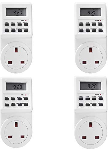 Netagon Electric Appliance Plug-in Programmable Digital Timer Socket Plug (24 Hours, 7 Day, LCD Display) (Pack of 4)