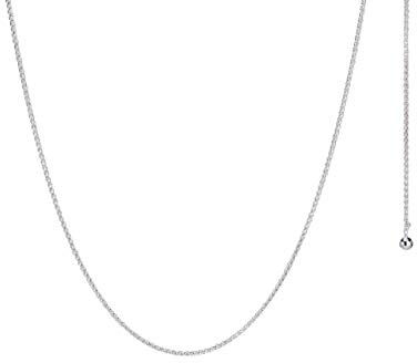SILBERMOOS Damen Kette Silberkette frei längenverstellbar feines Fuchsschwanz Geflecht, 925 Sterling Silber, 70 cm, Länge:70 cm