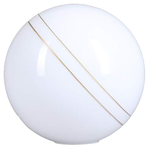 Verre sphérique - Diamètre : 140 mm - Verre de rechange E14 - Verre opale - Abat-jour rond - Rayures blanches et dorées