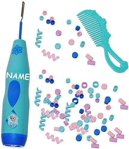 alles-meine.de GmbH XL Perlen Set & Zopfflechter - die Eiskönigin - Frozen - incl. Name - Perlen & Haarschmuck Flechter - Haarschmuck - Perleneinfädler - Twister - Flechtmasc..