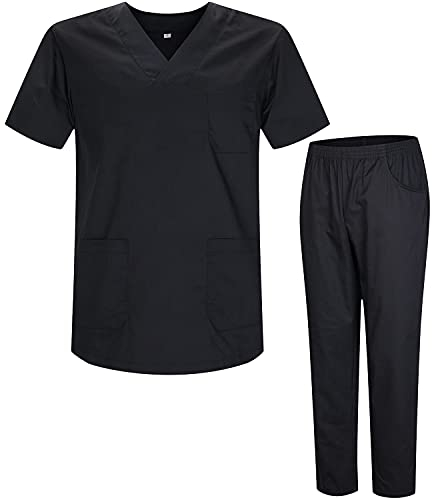 Misemiya Pijama Sanitario BZ21-817-8312 Conjunto de Trabajo, Negro, 5XL Unisex Adulto