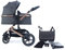 Pixini Neyla Kombi Kinderwagen mit Stoffwanne/Buggy/Wickeltasche/Getränkehalter/Regenplane/Mückennetz/Wickelauflage (gold/anthrazit)