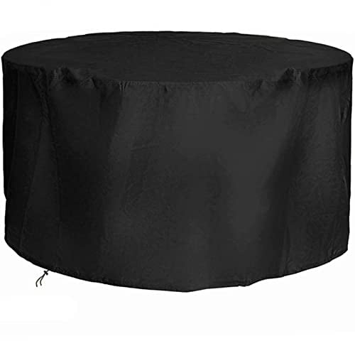 HSGAV Rund Gartenmöbel Abdeckung, Schutzhülle Für Gartentisch, Wasserdicht, Winddicht, UV-beständig 210D Oxford Gewebe Schutzhülle Für Gartentisch Sitzgruppe Möbelsets, Schwarz,140x110cm