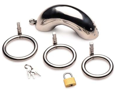 Master Series Forged Captop Locking Stainless Steel Chasity Cage - Steel