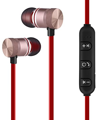 Tragbarer Bluetooth-Kopfhörer, Magnet, kabellos, Sport-Kopfhörer, kabellose Ohrhörer, Magnete, Kopfhörer für , Android, Gold, integrierter Sport mit weichem Gummi-Magnet für