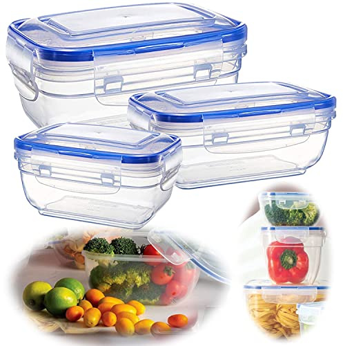 LS-LebenStil 3-fach Frischhaltedose 400/800/1400ml Set Rechteckig Clip & Lock Vorratsdosen mit Deckel luftdichte Meal Prep Boxen Gefrierdosen Brotdose Jausenbox Storage Aufbewahrungsbox Mikrowelle