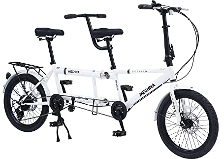 BIXUYOU Tandem-Fahrrad – City-Tandem-Faltrad, faltbares Tandem-Strand-Cruiser-Fahrrad für Erwachsene, verstellbar, 7 Geschwindigkeiten, CE/FCC/CCC