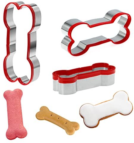 Lot de 3 emporte-pièces en forme d'os de chien - Emporte-pièces pour friandises pour chien