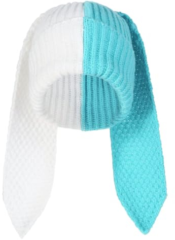 Mütze mit Hasen Ohren Süße Damenmütze Wintermütze Strickmützen Für Damen Warme Lustige Mützen Beanie Gestrickt Hüte Freizeit Häkelmütze Geschenk Blau