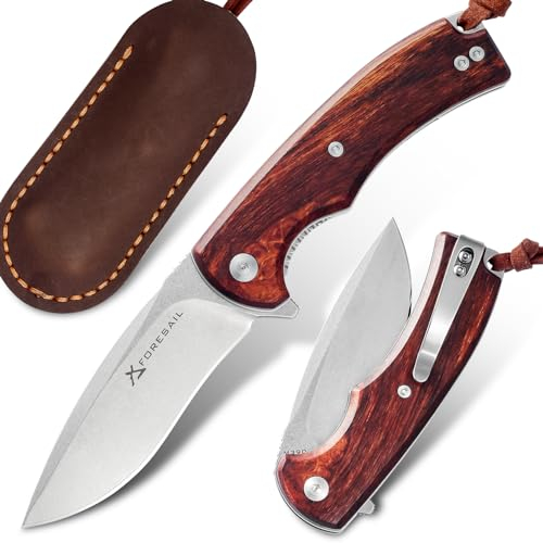 FORESAIL Flipper Klappbares Taschenmesser M390 Stahlklinge und Desert Ironwood Griff,60-62HRC Klinge,Klappmesser.Taktische Messer,EDC Messer Outdoor Camping Messer