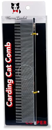 Warren London Carding Cat Comb | 7.5 inches made with Copper | Rounded Tips Prevent Irritation | Dual Tooth Design for Short & Long Hair removes Mats and Tangles
