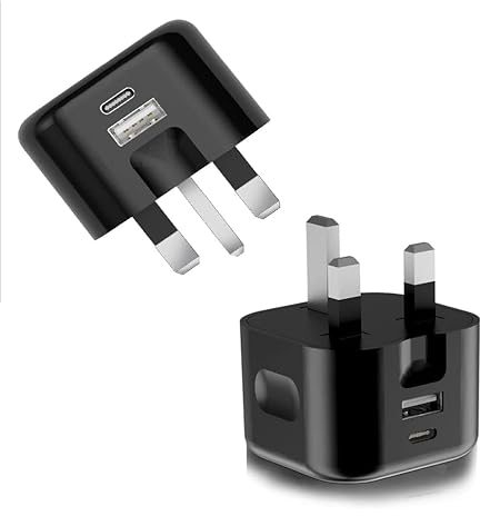 USB C Plug for iPhone 16 15 14 13 12 11 Pro Max Plus X XS XR 8, SE 2020, Pad Pro Air Mini, Samsung Galaxy,20W Fast Charger USBC Type C Power Charging Head Adapter Charge Wall PD UK (2-Pack Black)