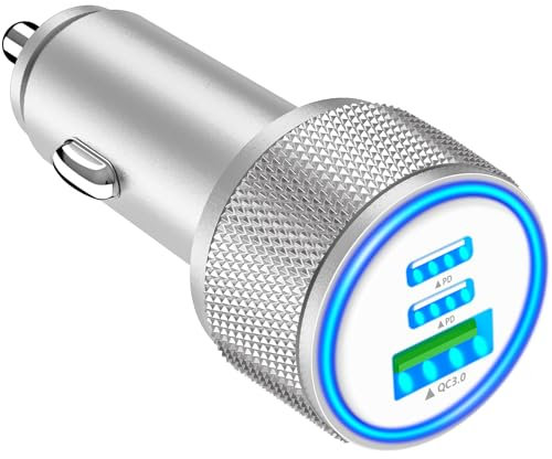USB C Car Charger, Rombica 3Port 67W Dual USB-C&USB-A Car Power Cigarette Lighter USB Charger Adapter PD/QC Type C Car Charger Fast Charge for iPhone 17 17 Pro 16 15 14 13 12/Galaxy S25 S24/Pixel/iPad