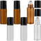 BDEPSTR 6-teilige Glas-Rollerball-Flasche für ätherische Öle, 5 ml leer, mit Edelstahl-Rollerball, geeignet für ätherische Öle, Parfüm, Kosmetik, Massagen