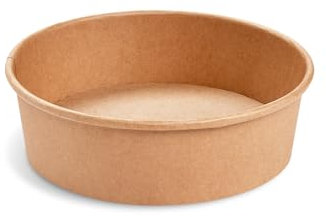 LogiPack GeRo Lot de 50 bols à salade/couvercles en carton kraft - 500 ml - Diamètre : 150 mm x hauteur : 46 mm - Idéal pour transporter des salades et des bols, bols en carton marron rond (bol)