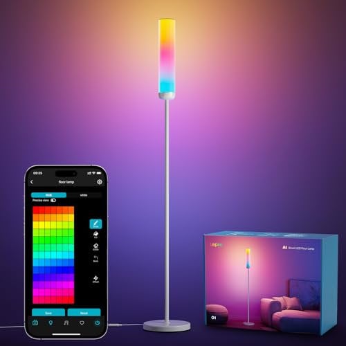 Lepro O1 AI Smart Stehlampe Wohnzimmer 2300LM, Stehlampe Dimmbar 22W RGBCCT, Sprachsteuerung/Musik Sync/DIY, KI-Lichtdesign-Assistent, Kompatibel mit Alexa/Google, WiFi & Bluetooth