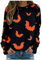 Chanpning Halloween Pulli Damen Party Shirts Outdoor Blusentops Longsleeve Langarmshirt Elegante Winterpullover Lustige T-Shirt Casual Kostüm mit Rundhalsausschnitt Partywear Halloween Pullover Damen