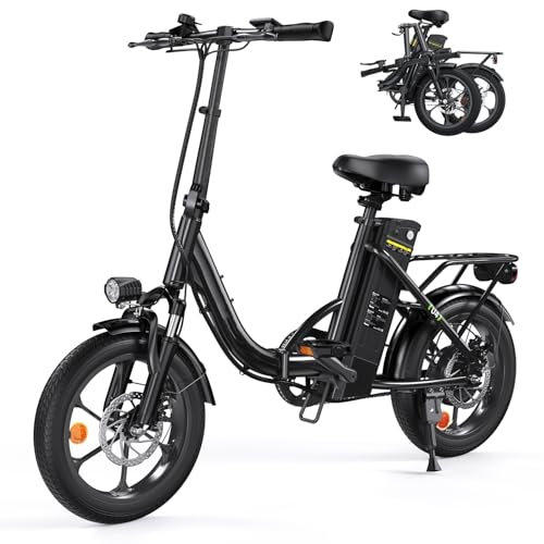 Finbike U4 Electric Bike, 16 Portable Electric Bicycle with Removable Battery, 60KM Max Range, 3 Riding Modes, Front Shock Absorber, Foldable E-bike for Adults/Teens