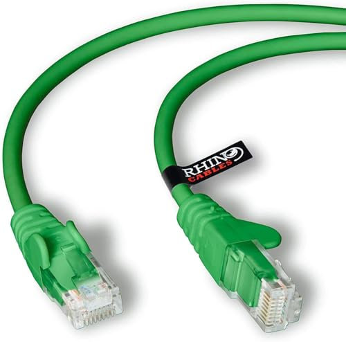 rhinocables CAT 6 High-Speed Gigabit Ethernet Cable - Patch Network Lead for LAN| Snagless UTP With LSZH Jacket | RJ45 Connector - Internet, Router, Modem, Smart TV, PC & More (3m, Green, Pack of 25)