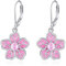 ONEFINITY Kirschblüten Ohrringe 925 Sterling Silber Plumeria Ohrringe Rosa Blume Ohrringe Kirschblüten Schmuck für Frauen