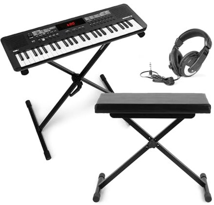 MAX Rhapsody 49-Key Electronic Keyboard for Beginners, Music Piano with Adjustable Stand, Stool, Headphones and 6 Months Lessons Included