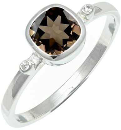 JEWELSTREZORO Rauchquarz Edelstein Bandring Sterling Silber ring Männer & Frauen Bandring alle Größen Handarbeit Jewerly TSR1245AD_8 (54 (17.2))