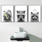3 Poster Badezimmer Schwarz Weiß Bilder Tiere Toilette WC Dekoration Lustig Wandbilder Moderne Kunst Druck Witzige Bilder Gästebad Leinwand Poster Waschbär 30x40cm ohne Rahmen