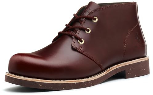 SL-Saint Stivali Chukka Classici Fatti a Mano Da Uomo Moda Vera Pelle di Vacchetta Scarpe Comode 5'' Allacciate (RossoMarrone Pelle, Adulto, Uomo, 43, Numero, Sistema Taglie Calzature EU, Larga)