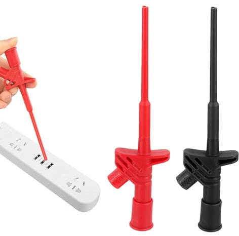 vcsjw 2 Stück Multimeter Testhaken Clip,Professionelle Isolierte Schnell Test Haken Clip,Multimeter Kabel Prüfsonde,Prüfsonde Mit 4mm Bananenbuchse,Abnehmbare Sonde Multimeter Messspitze